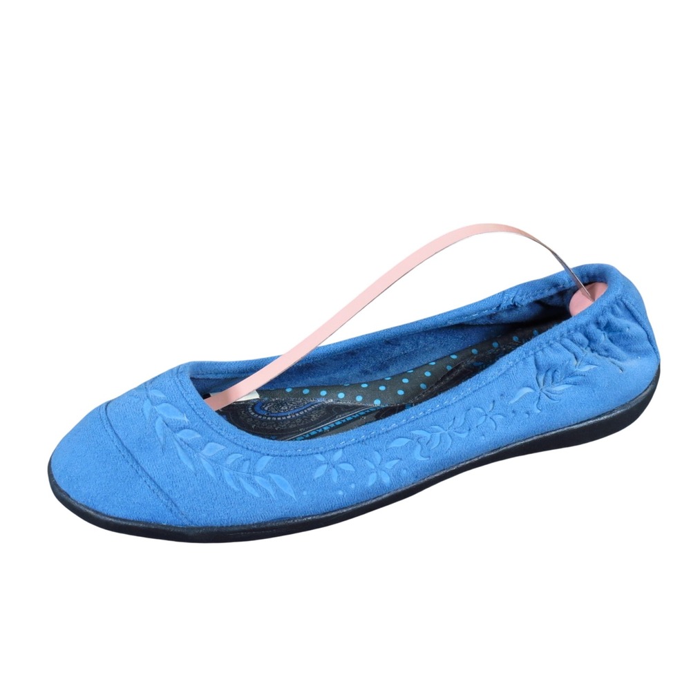 Terrasoles Womens Ballet Flats Size 8 Travel Indoor Outdoor Blue Embroidered